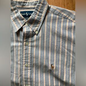 Ralph Lauren Classic Fit Flesh Pony Striped Button Down Large Long Sleeve Shirt